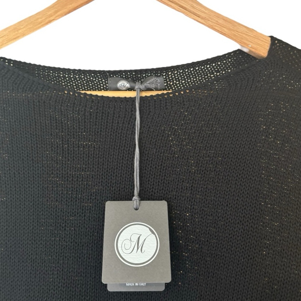 NWT M MADE IN ITALY 100% Cotton Black Sweater - Picture 6 of 6